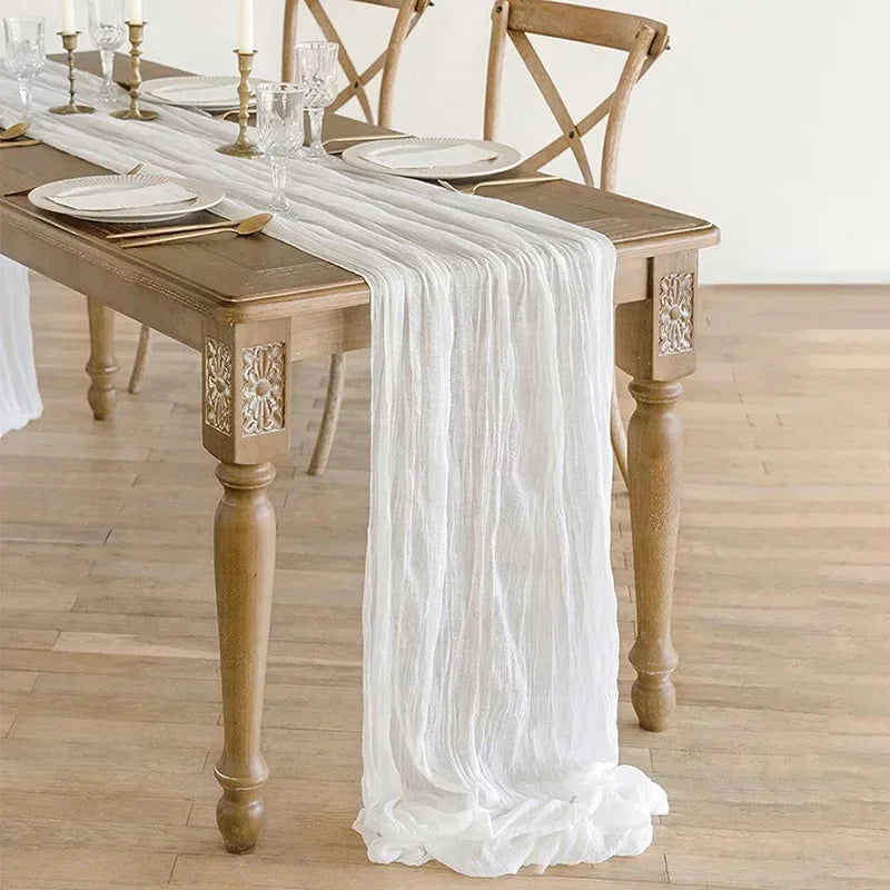 Gauze Table Runner Dinning  Decoration 90*300CM Rustic Country Boho Beach Wedding Party Table Decor Christmas Table Runners - Slobuy