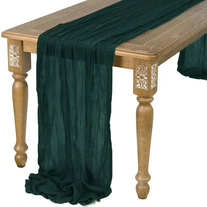 Gauze Table Runner Dinning  Decoration 90*300CM Rustic Country Boho Beach Wedding Party Table Decor Christmas Table Runners - Slobuy