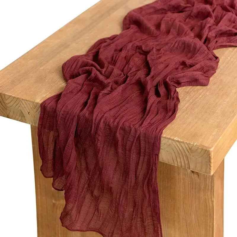 Gauze Table Runner Dinning  Decoration 90*300CM Rustic Country Boho Beach Wedding Party Table Decor Christmas Table Runners - Slobuy