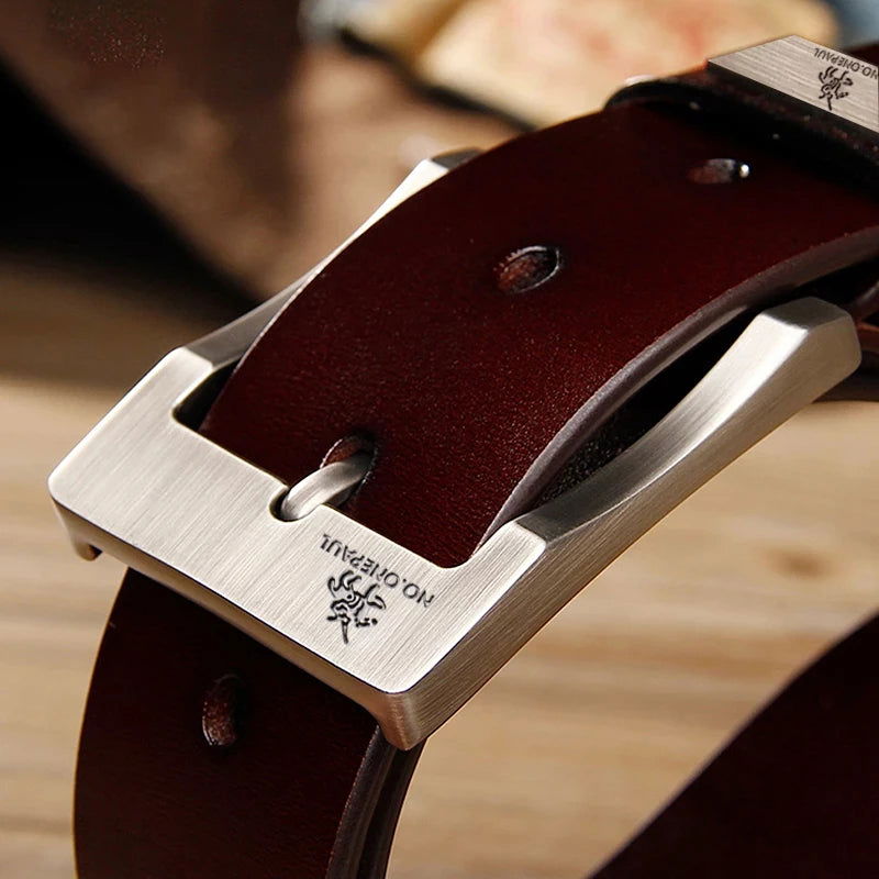 Genuine Leather For Men's High Quality Buckle Jeans Cowskin Casual Belts Business Cowboy Waistband Male Fashion Designer 2022New - Slobuy