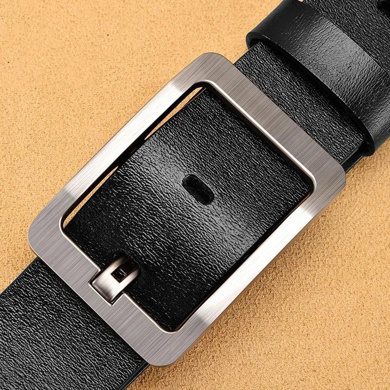 Genuine Leather For Men's High Quality Buckle Jeans Cowskin Casual Belts Business Cowboy Waistband Male Fashion Designer 2022New - Slobuy
