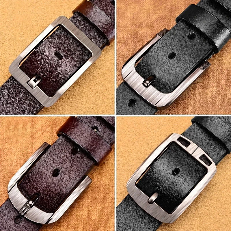 Genuine Leather For Men's High Quality Buckle Jeans Cowskin Casual Belts Business Cowboy Waistband Male Fashion Designer 2022New - Slobuy