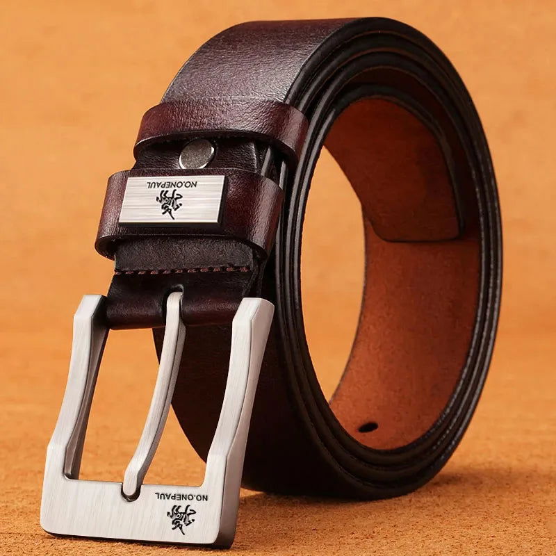 Genuine Leather For Men's High Quality Buckle Jeans Cowskin Casual Belts Business Cowboy Waistband Male Fashion Designer 2022New - Slobuy