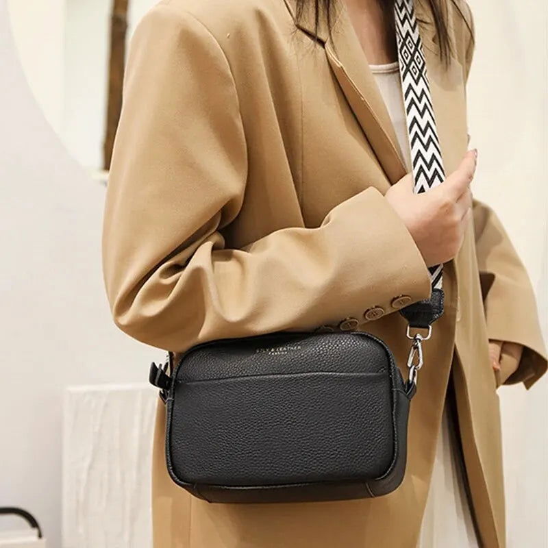 Genuine Leather Handbag For Women Crossbody Bag For Daily Commute Multi Compartment Zipper Shoulder Bag - Slobuy