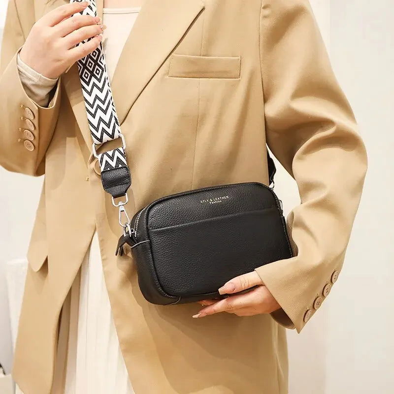Genuine Leather Handbag For Women Crossbody Bag For Daily Commute Multi Compartment Zipper Shoulder Bag - Slobuy