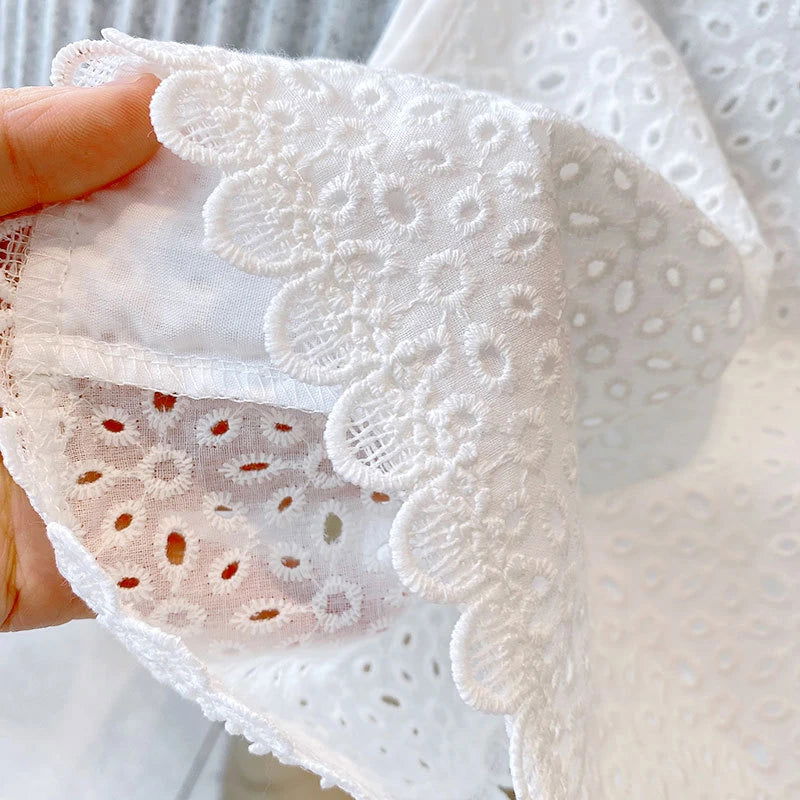 Girls 2024 Summer Clothing Sets Hollow Lace Suit Baby Casual Sleeveless T-shirt+Shorts Kids Clothing Sets Baby Clothes Outfits - Slobuy