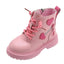 Girls Boots Kids Fashion Rubber Boots Cool Girl Autumn and Winter Cotton Soft Sole Pink with Love Side Zip Princess Round-toe PU - Slobuy