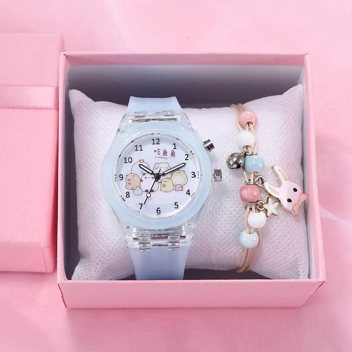 Girls Kids Children Luminous Student Colorful LED Light Women Lady Clock Silica Gel Watermelon Quartz Wrist Watch - Slobuy