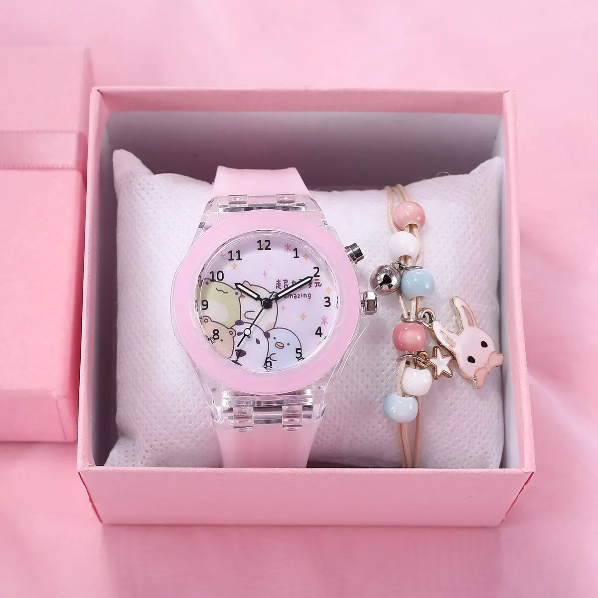 Girls Kids Children Luminous Student Colorful LED Light Women Lady Clock Silica Gel Watermelon Quartz Wrist Watch - Slobuy