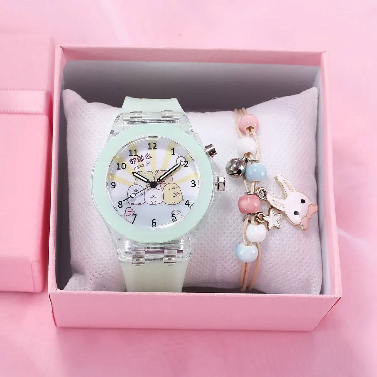 Girls Kids Children Luminous Student Colorful LED Light Women Lady Clock Silica Gel Watermelon Quartz Wrist Watch - Slobuy