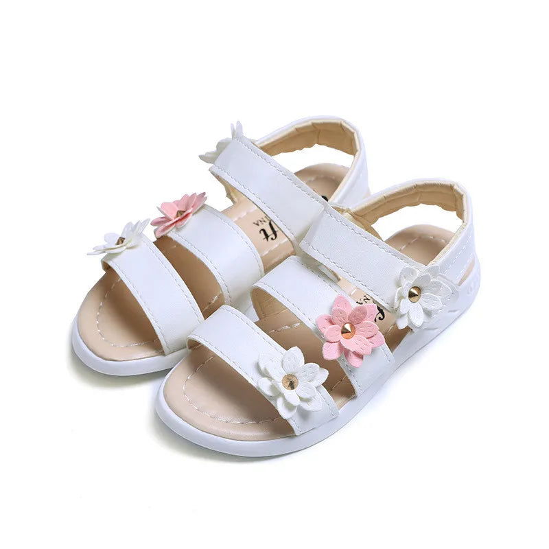 Girls Sandals Gladiator Flowers Sweet Soft Children Beach Shoes Kids Summer Floral Sandals Princess Fashion Cute High Quality - Slobuy