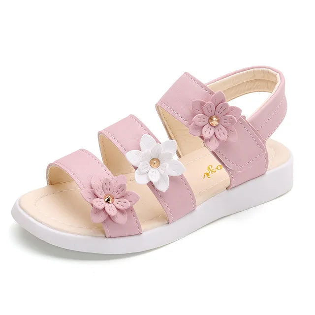 Girls Sandals Gladiator Flowers Sweet Soft Children Beach Shoes Kids Summer Floral Sandals Princess Fashion Cute High Quality - Slobuy