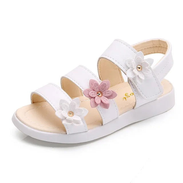 Girls Sandals Gladiator Flowers Sweet Soft Children Beach Shoes Kids Summer Floral Sandals Princess Fashion Cute High Quality - Slobuy