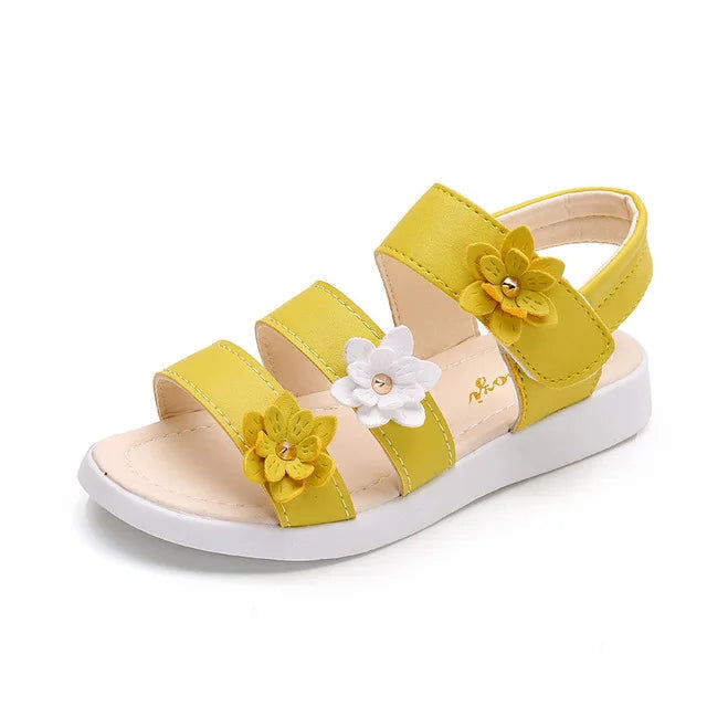 Girls Sandals Gladiator Flowers Sweet Soft Children Beach Shoes Kids Summer Floral Sandals Princess Fashion Cute High Quality - Slobuy