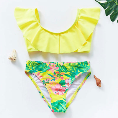 Girls Swimsuit Two Piece Hot Stamping Children's Swimwear Girls Beachwear - Slobuy