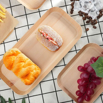 Glasses for Desserts Disposable Plates Vegetable Plates Wood Grain Paper Cake Dish Disposable Dishes Disposable party trays - Slobuy
