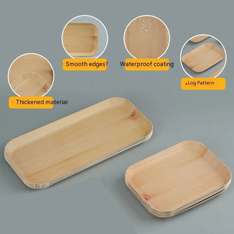 Glasses for Desserts Disposable Plates Vegetable Plates Wood Grain Paper Cake Dish Disposable Dishes Disposable party trays - Slobuy