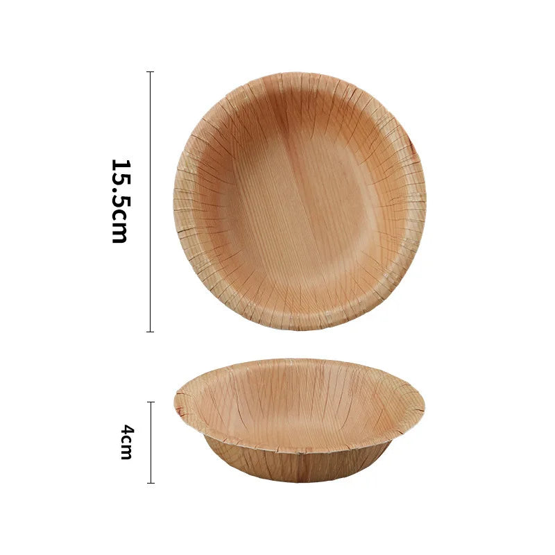 Glasses for Desserts Disposable Plates Vegetable Plates Wood Grain Paper Cake Dish Disposable Dishes Disposable party trays - Slobuy