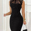 Glitter Contrast Lace Party Dress - Slobuy