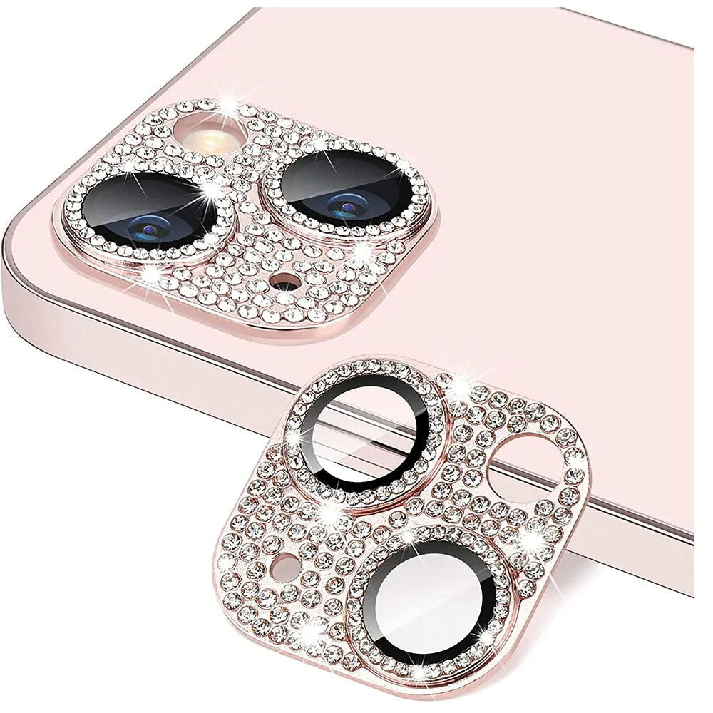 Glitter Diamond Camera Lens Protector Case Cover For iPhone 15 14 Plus 13 Pro Max 12 Mini 11 Women Protection Phone Accessory - Slobuy