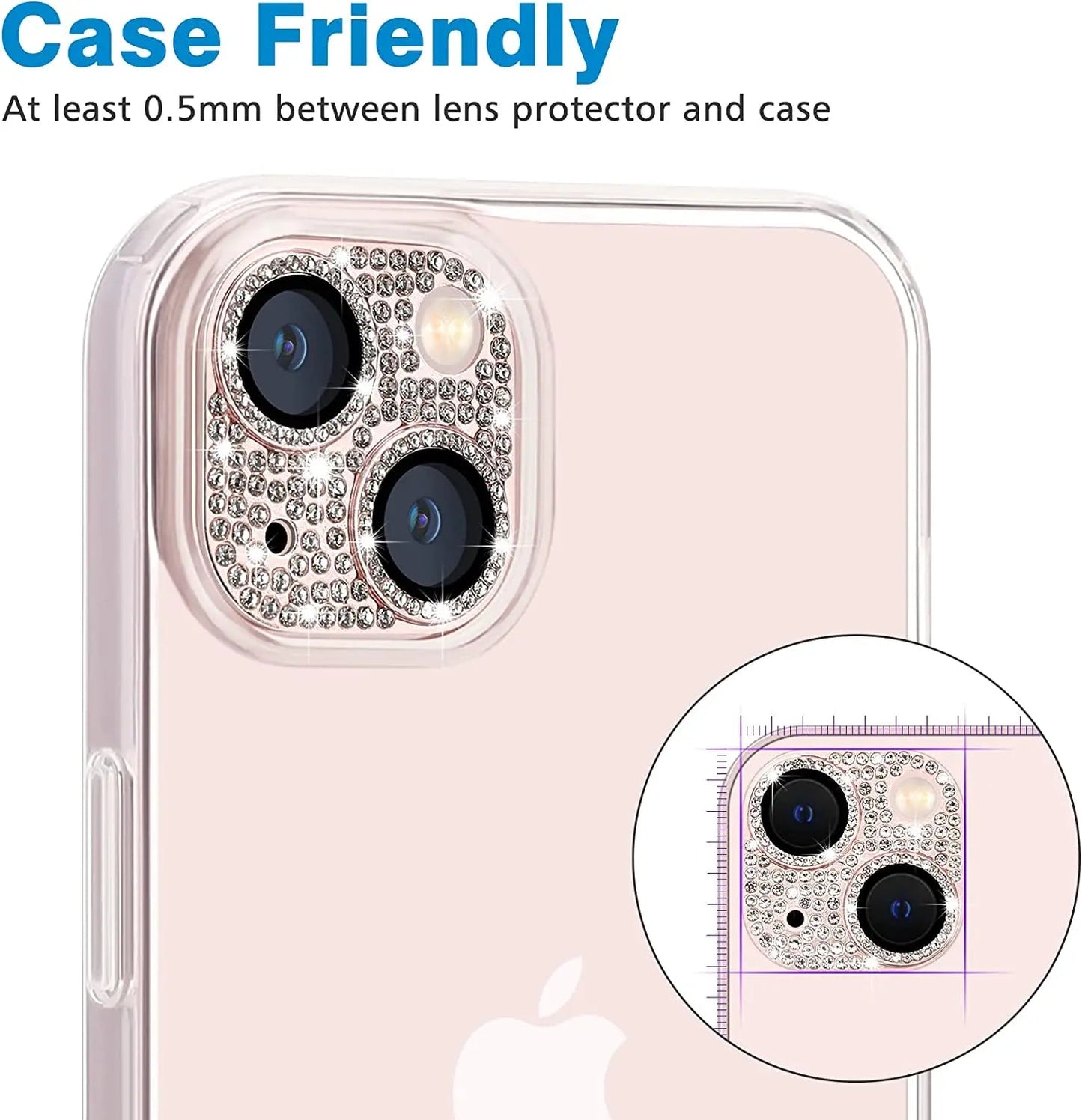 Glitter Diamond Camera Lens Protector Case Cover For iPhone 15 14 Plus 13 Pro Max 12 Mini 11 Women Protection Phone Accessory - Slobuy