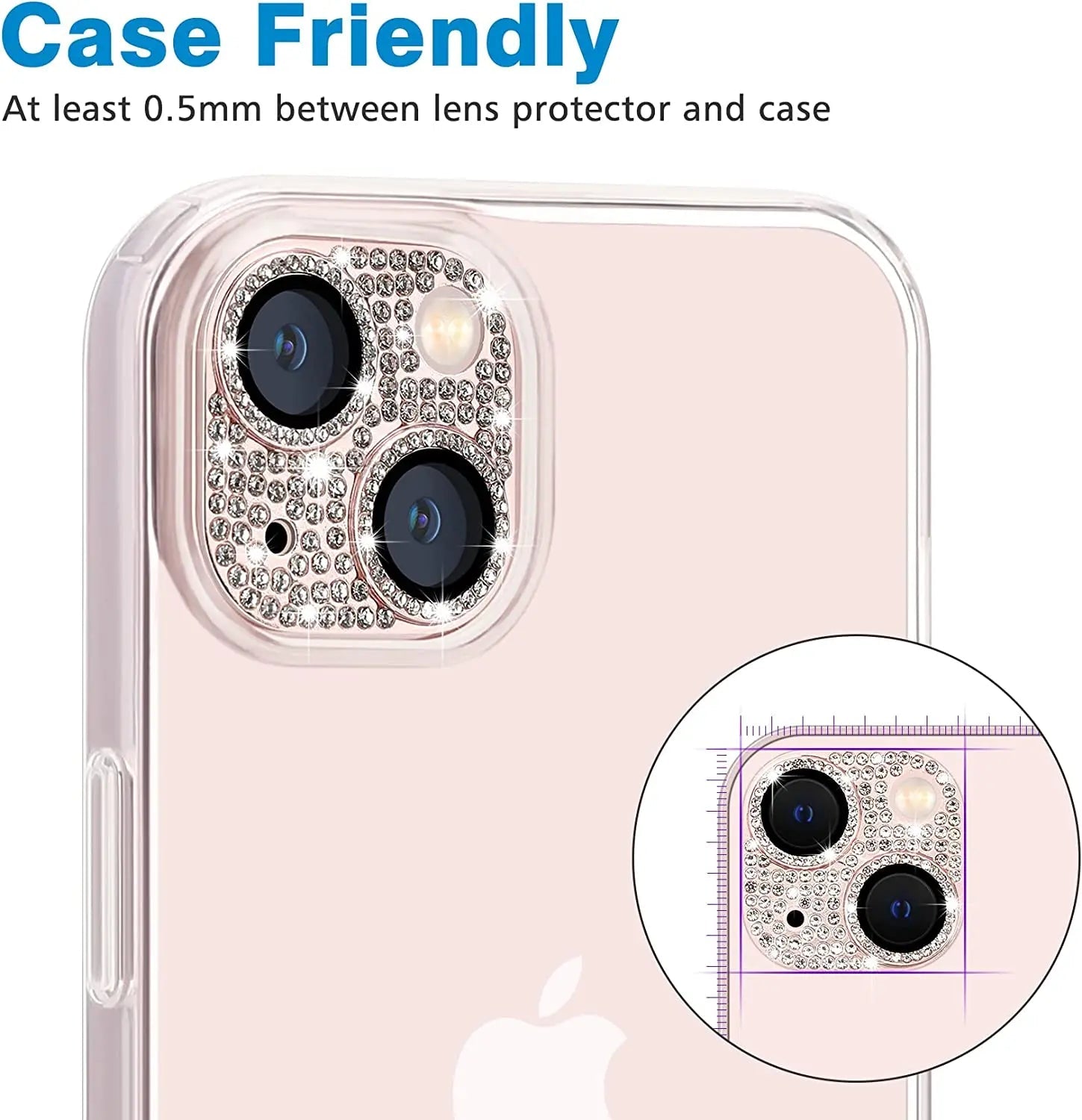 Glitter Diamond Camera Lens Protector Case Cover For iPhone 15 14 Plus 13 Pro Max 12 Mini 11 Women Protection Phone Accessory - Slobuy