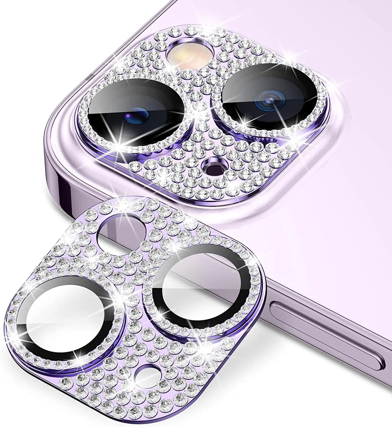 Glitter Diamond Camera Lens Protector Case Cover For iPhone 15 14 Plus 13 Pro Max 12 Mini 11 Women Protection Phone Accessory - Slobuy