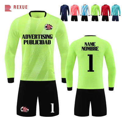 Goalkeeper Football Jersey Suit for Kids Adults Personalized Custom 23-24 Boys Men's Print Long Sleeve Soccer Uniforms Tracksuit - Slobuy