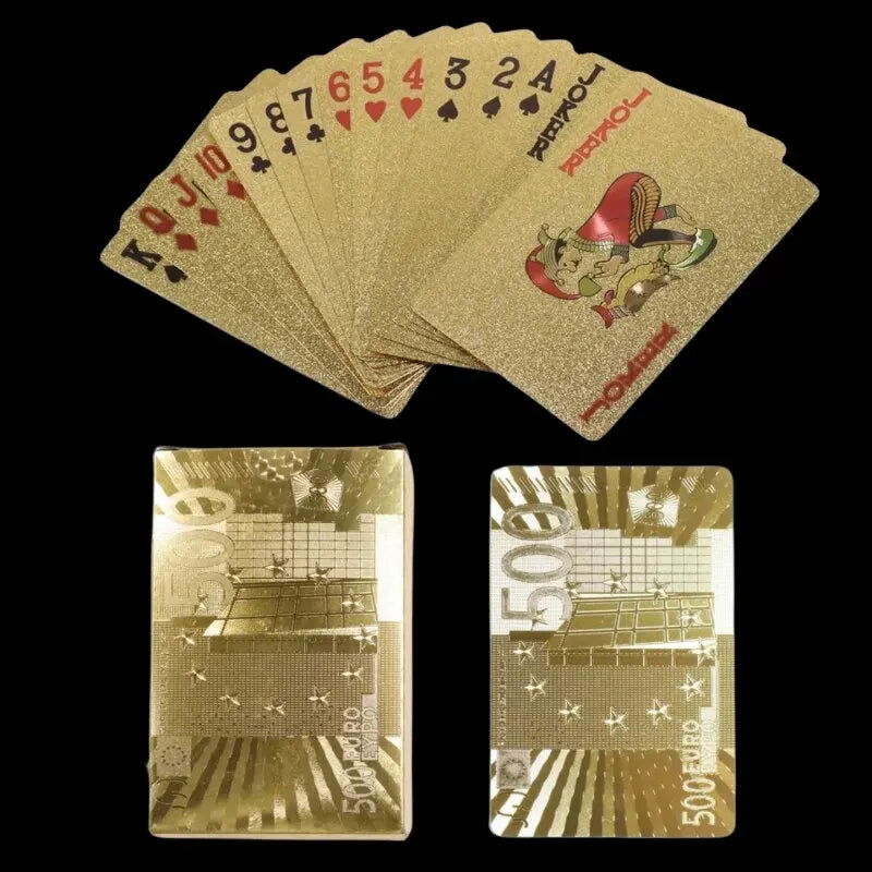 Gold Foil Poker Card Euro Style Plastic Playing Cards Waterproof Card Game Props Magic Tools Holiday Collectibles Party Gifts - Slobuy