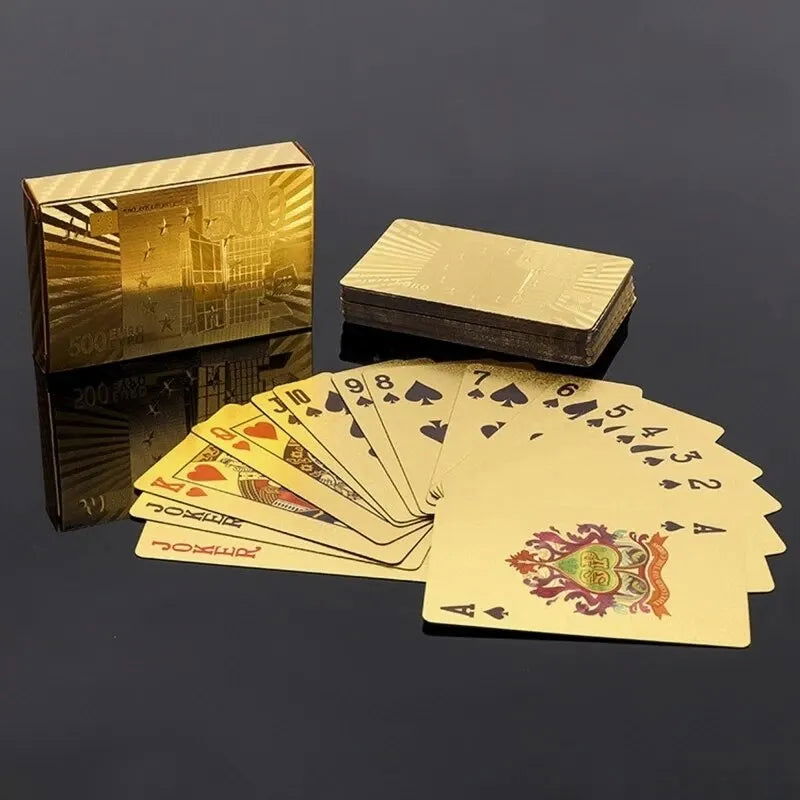 Gold Foil Poker Card Euro Style Plastic Playing Cards Waterproof Card Game Props Magic Tools Holiday Collectibles Party Gifts - Slobuy