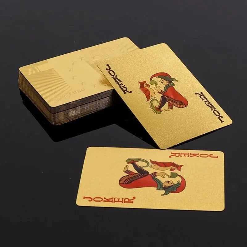 Gold Foil Poker Card Euro Style Plastic Playing Cards Waterproof Card Game Props Magic Tools Holiday Collectibles Party Gifts - Slobuy