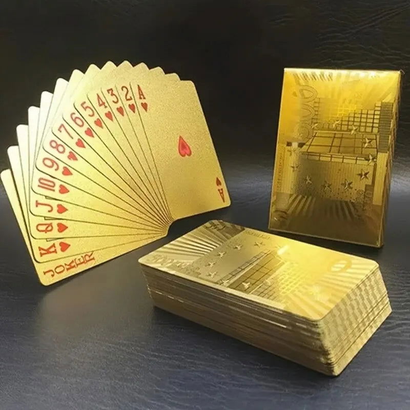 Gold Foil Poker Card Euro Style Plastic Playing Cards Waterproof Card Game Props Magic Tools Holiday Collectibles Party Gifts - Slobuy