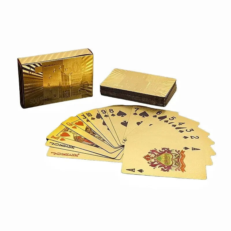 Gold Foil Poker Card Euro Style Plastic Playing Cards Waterproof Card Game Props Magic Tools Holiday Collectibles Party Gifts - Slobuy