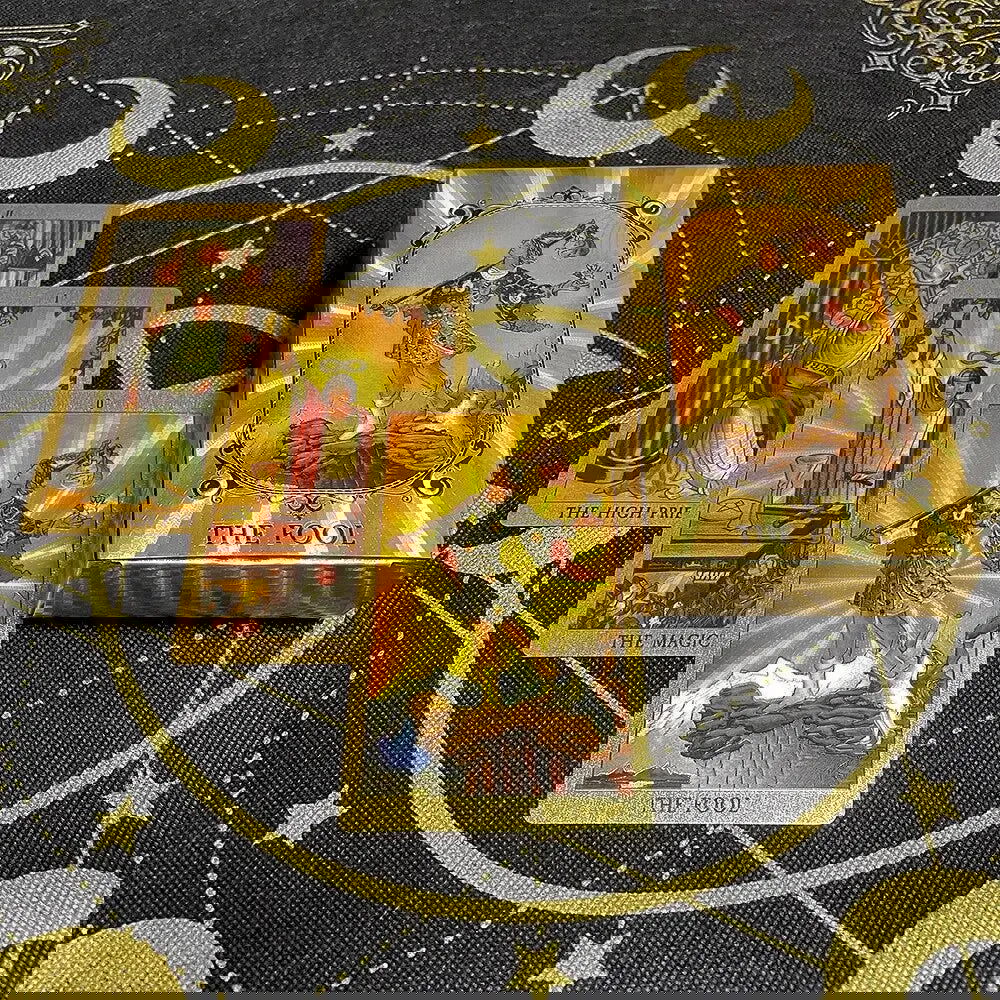 Gold Foil Tarot Cards Waterproof Whitch Divination Props Classic Catan Board Game Beginner Prophecy For Self-Learning Props - Slobuy