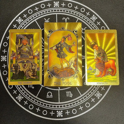 Gold Foil Tarot Cards Waterproof Whitch Divination Props Classic Catan Board Game Beginner Prophecy For Self-Learning Props - Slobuy