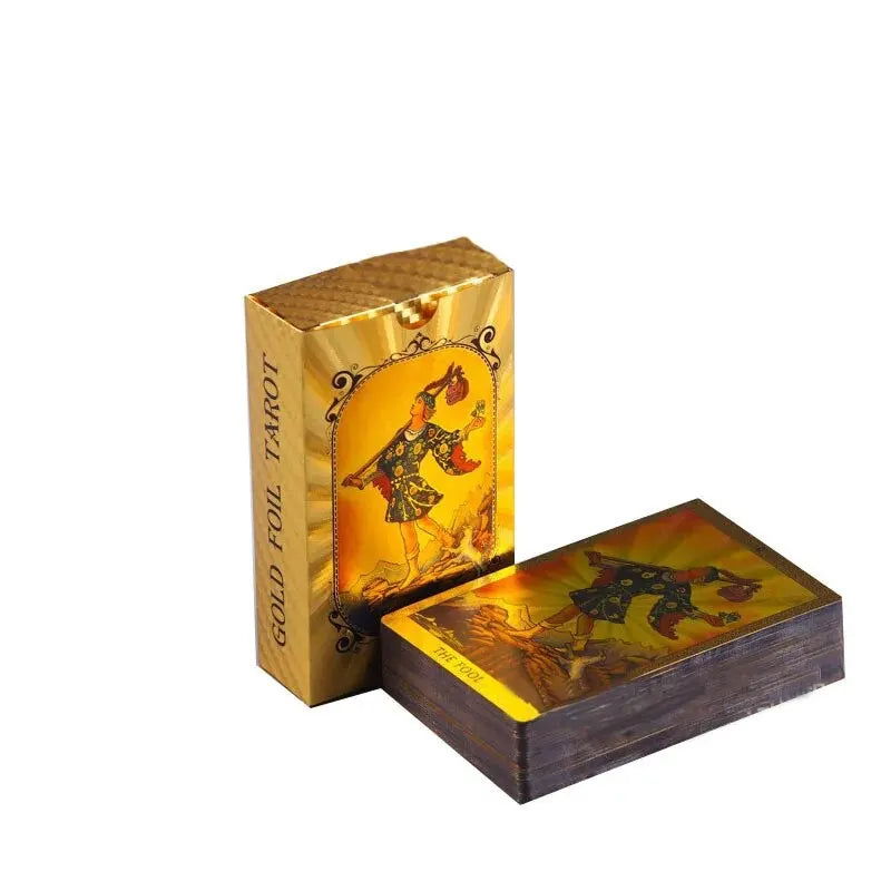 Gold Foil Tarot Cards Waterproof Whitch Divination Props Classic Catan Board Game Beginner Prophecy For Self-Learning Props - Slobuy
