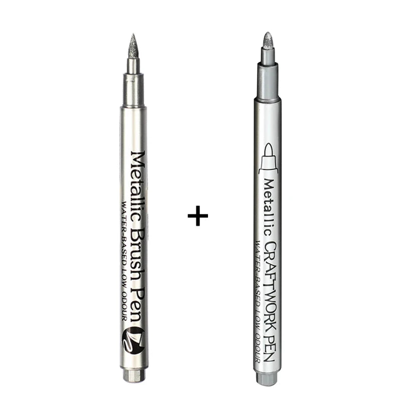 Gold Silver Metallic Marker Pen Waterproof Permanent Paint Marker Pen for Rock, Mug, Ceramic, Glass DIY Painting Supplies - Slobuy