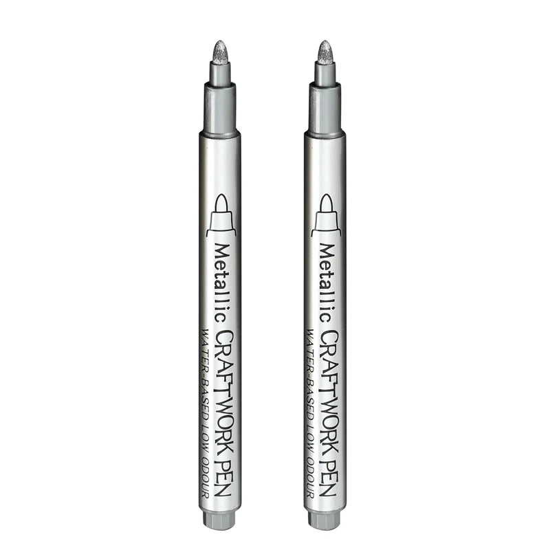Gold Silver Metallic Marker Pen Waterproof Permanent Paint Marker Pen for Rock, Mug, Ceramic, Glass DIY Painting Supplies - Slobuy