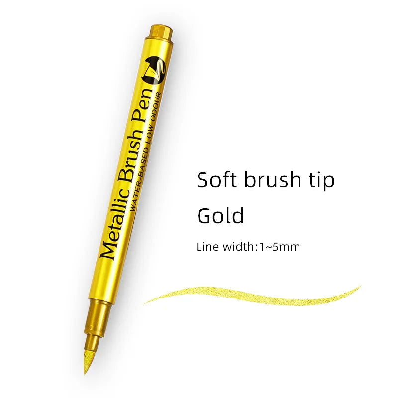 Gold Silver Metallic Marker Pen Waterproof Permanent Paint Marker Pen for Rock, Mug, Ceramic, Glass DIY Painting Supplies - Slobuy