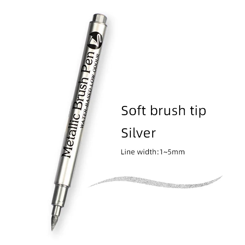 Gold Silver Metallic Marker Pen Waterproof Permanent Paint Marker Pen for Rock, Mug, Ceramic, Glass DIY Painting Supplies - Slobuy
