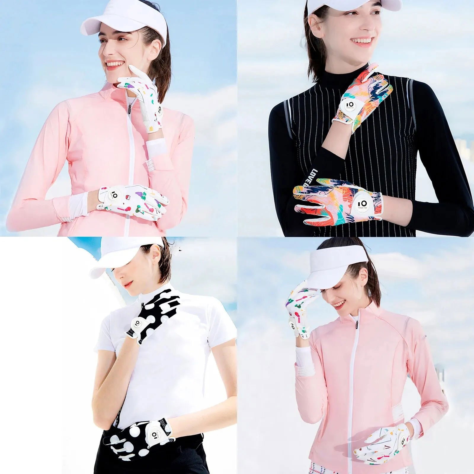 Golf Gloves Women Left Right Hand Leather with Ball Marker 1 Pack, All Weather Glove for Right Left Handed Golfer - Slobuy