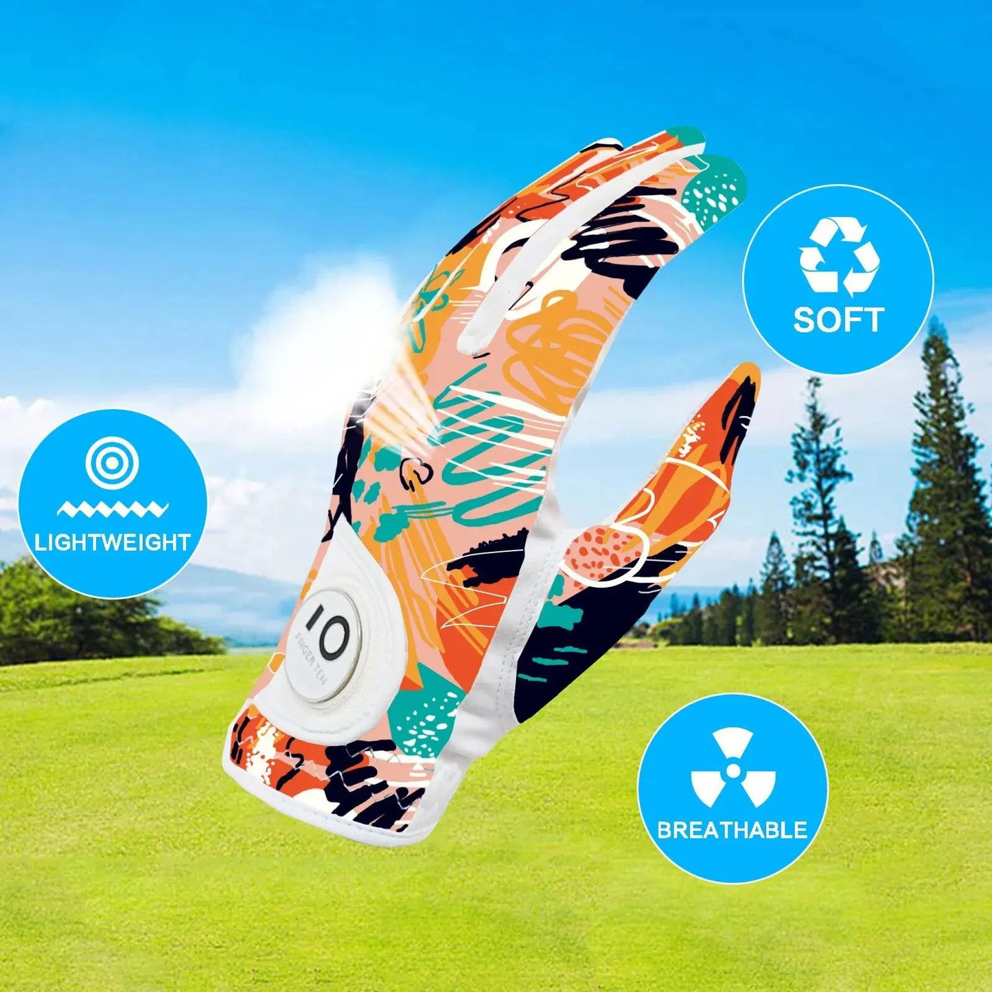 Golf Gloves Women Left Right Hand Leather with Ball Marker 1 Pack, All Weather Glove for Right Left Handed Golfer - Slobuy