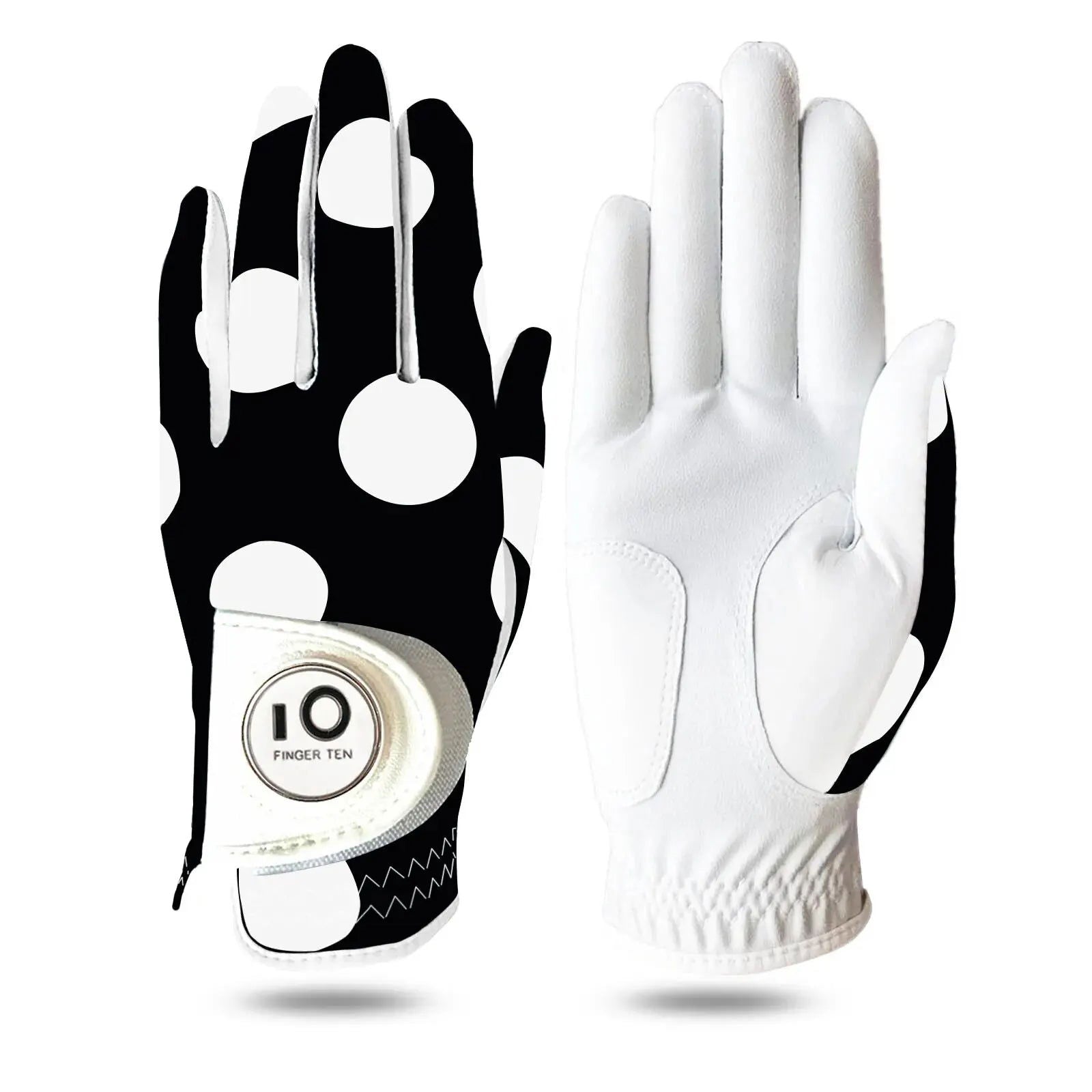 Golf Gloves Women Left Right Hand Leather with Ball Marker 1 Pack, All Weather Glove for Right Left Handed Golfer - Slobuy