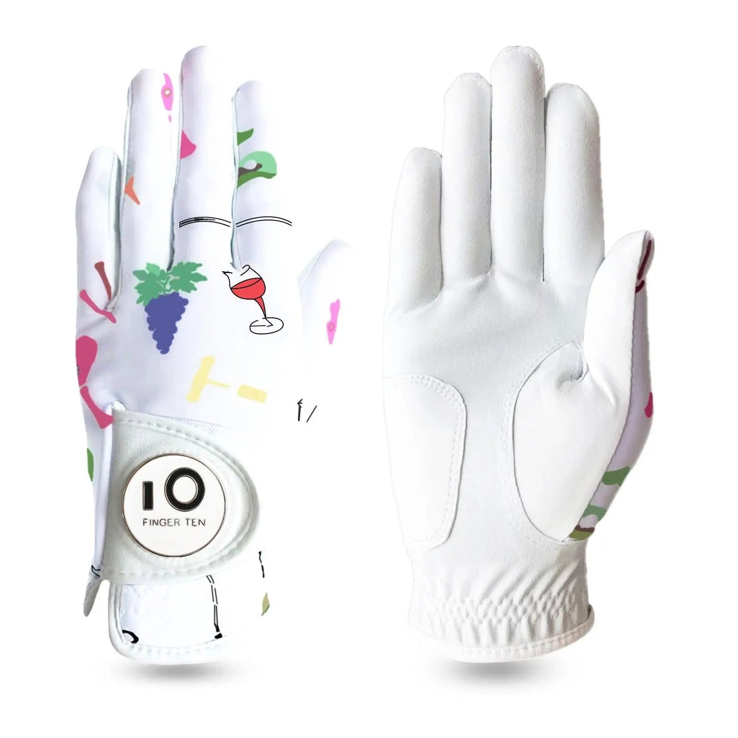 Golf Gloves Women Left Right Hand Leather with Ball Marker 1 Pack, All Weather Glove for Right Left Handed Golfer - Slobuy