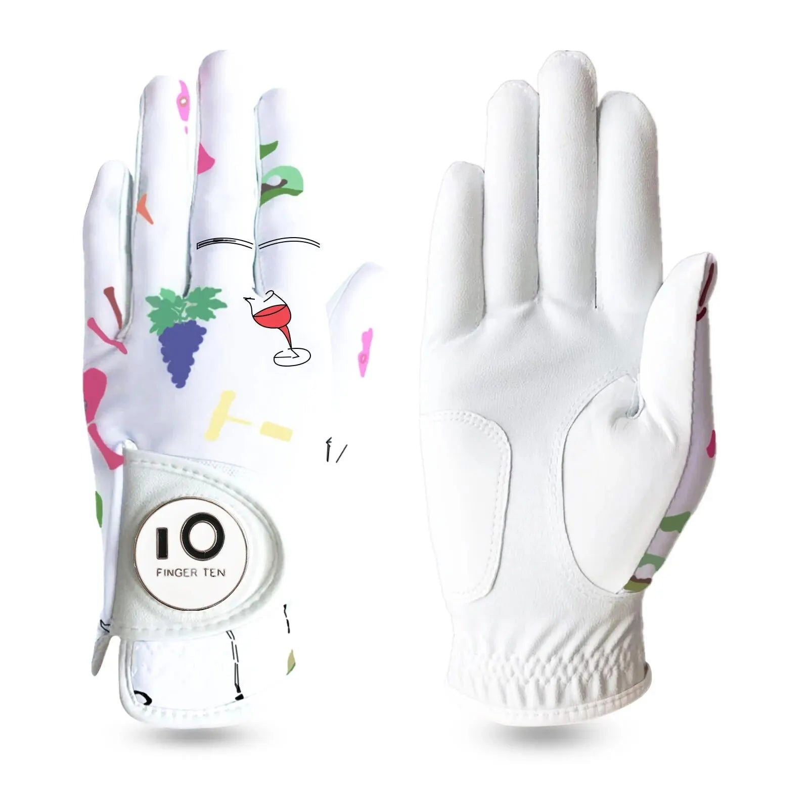 Golf Gloves Women Left Right Hand Leather with Ball Marker 1 Pack, All Weather Glove for Right Left Handed Golfer - Slobuy