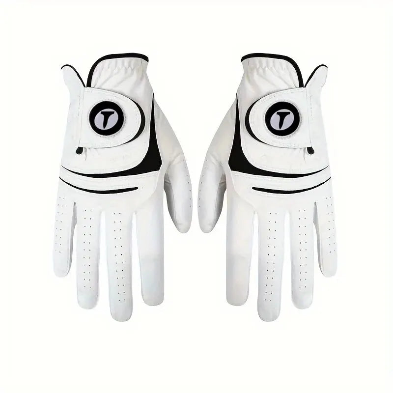 Golf Gloves for Men Left and Right Hand PU with Lambskin Material Comfortable Breathable Wear Resistant Sports Golf Gloves - Slobuy