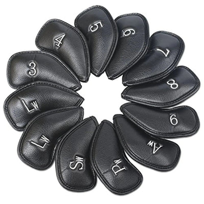 Golf Iron Head Covers Value 12 Piece Set, Synthetic Leather Deluxe Club Headcover, Universal Fit Main Iron Clubs - Slobuy