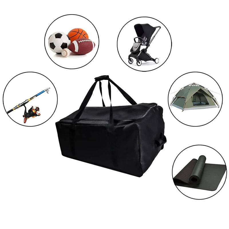 Golf Push Cart Bag 3 Wheel Folding Carry Bag ,Carts Cover Protector Black Extra-Large Capacity Cover Collapsible - Slobuy