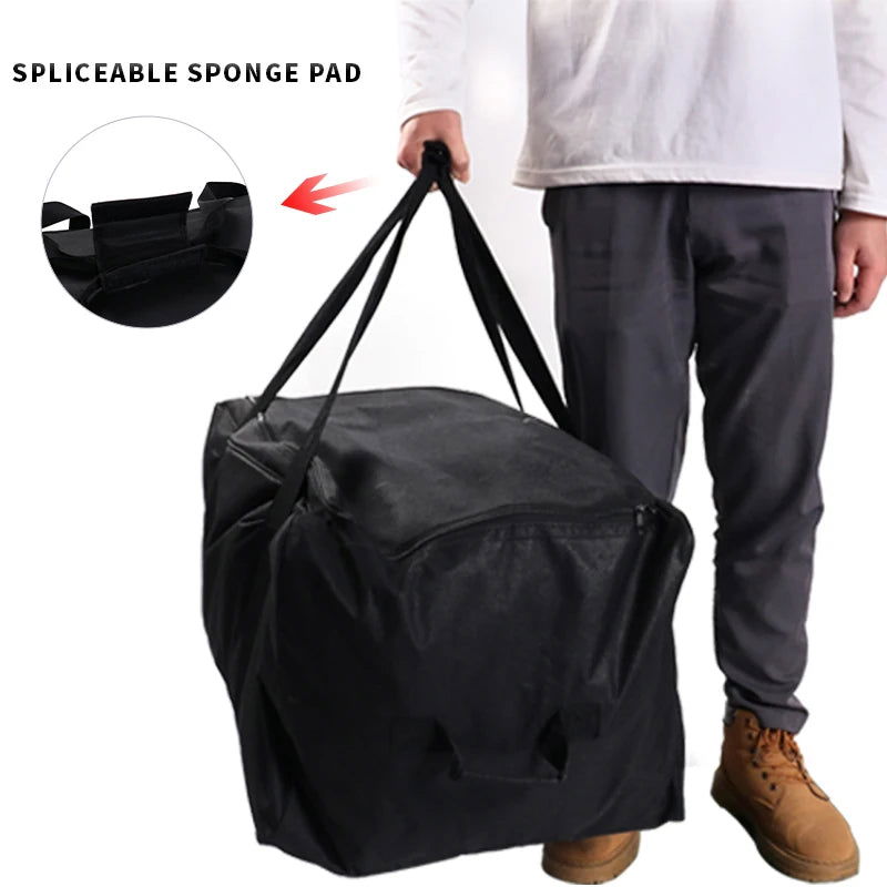 Golf Push Cart Bag 3 Wheel Folding Carry Bag ,Carts Cover Protector Black Extra-Large Capacity Cover Collapsible - Slobuy