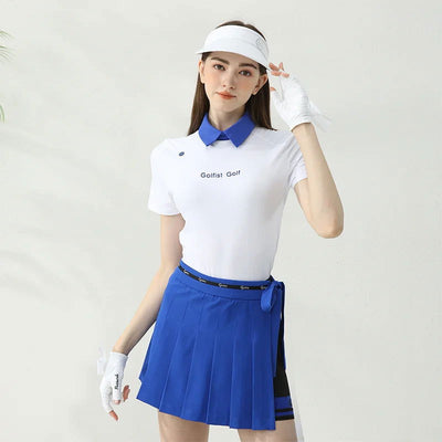 Golfist Golf Women Short-sleeved Lapel Polo Shirt Two-piece Style Short Skirt Elastic Breathable Golf Tennis Clothing - Slobuy